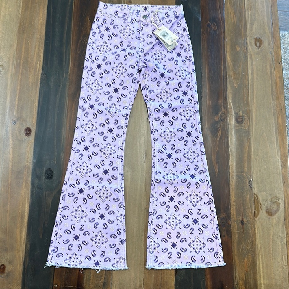 NWT- Rockin C- Purple Print Flared Pants
